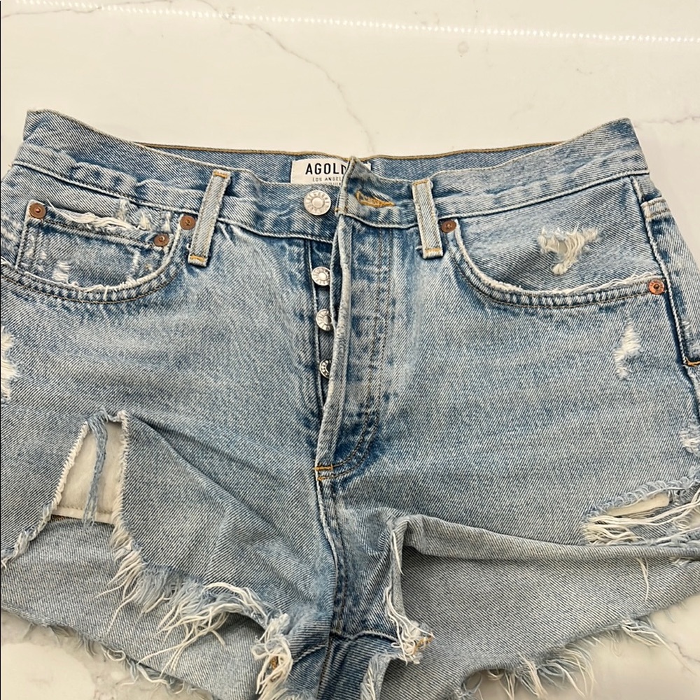 Agolde Distressed Denim Shorts - size 27